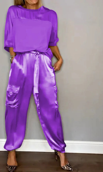 Satin Top & Pants Set