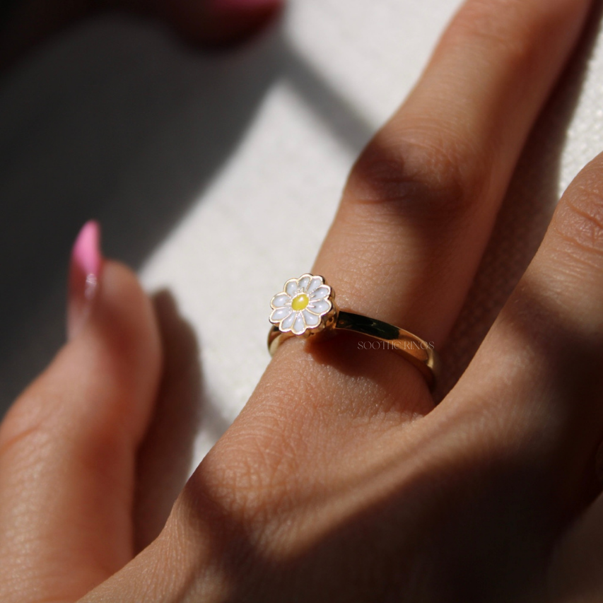 Anxiety Daisy Fidget Ring - Adjustable